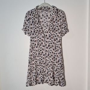 Free People Floral Low V Button Down Dress